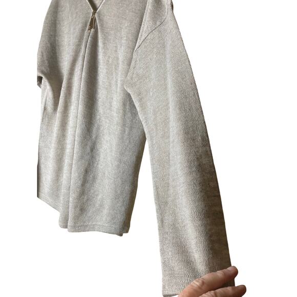 NWT Soft Surroundings Beige Pullover Top w/Zipper Sz L - Picture 6 of 8